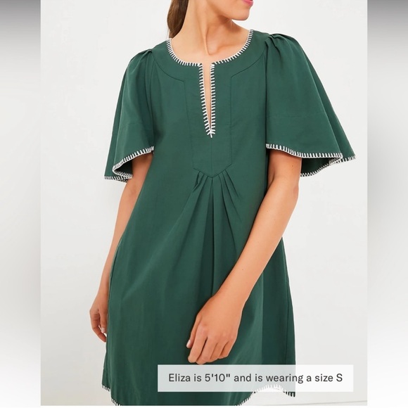 Pomander Place Green Finley Dress XL Flutter Sleeve Cotton Mini NWT - Picture 2 of 5